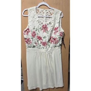 New York & Company Dress Size 16 White Floral‎ Lace Sleeveless Midi Lined Party